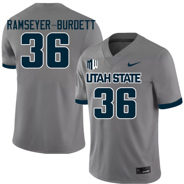 Utah State Aggies #36 Dusten Ramseyer-Burdett College Football Jerseys Stitched Sale-Grey
